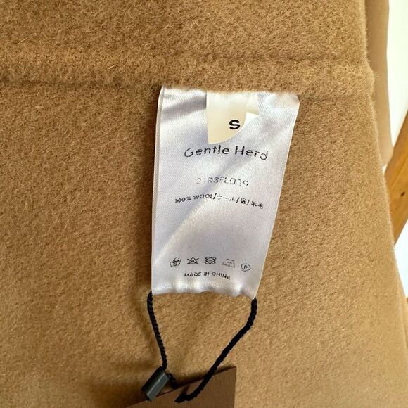 Gentle Herd Women’s Single Breasted Belted Wrap Wool Coat in Color Camel - Picture 14 of 16